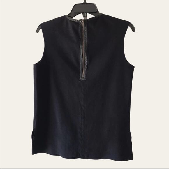 Helmut Lang black sleeveless top with raw edges, leather trim - Picture 5 of 8
